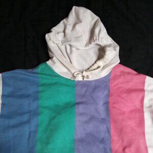 Vintage Miss Oops Californisa Striped Color Block Hoodie Sweatshirt